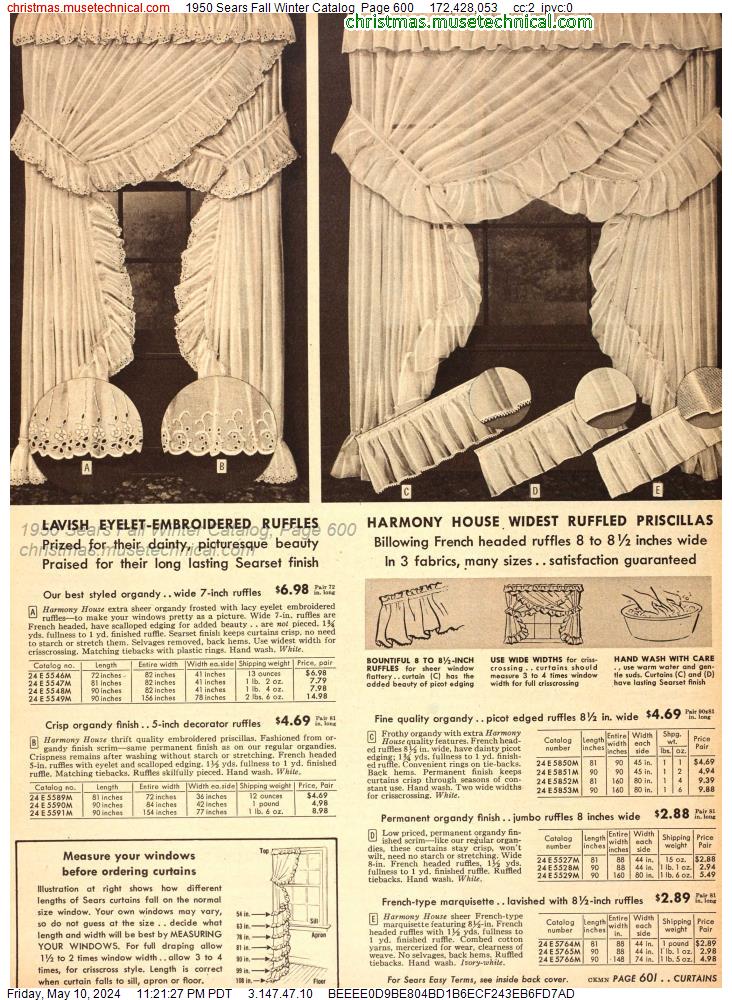 1950 Sears Fall Winter Catalog, Page 600