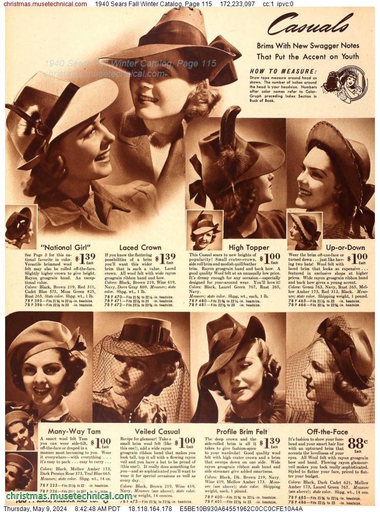 1940 Sears Fall Winter Catalog, Page 115