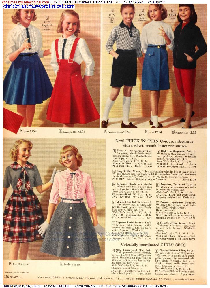 1958 Sears Fall Winter Catalog, Page 376