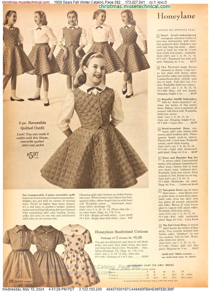 1959 Sears Fall Winter Catalog, Page 392