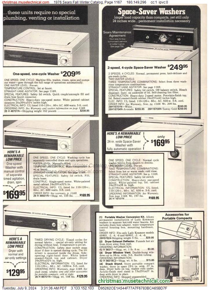 1976 Sears Fall Winter Catalog, Page 1167