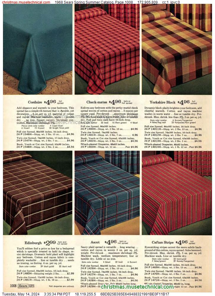 1968 Sears Spring Summer Catalog, Page 1008