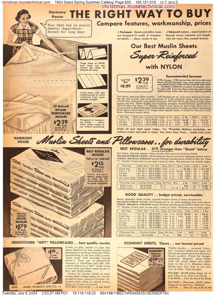 1954 Sears Spring Summer Catalog, Page 605