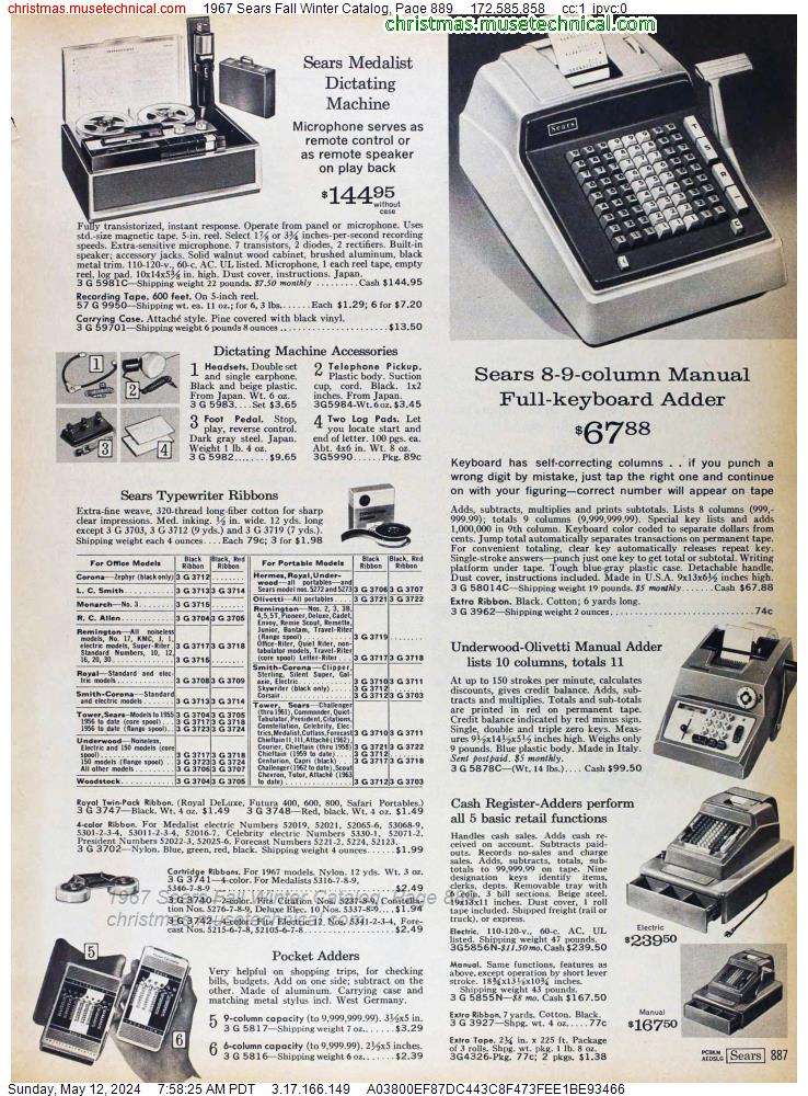 1967 Sears Fall Winter Catalog, Page 889