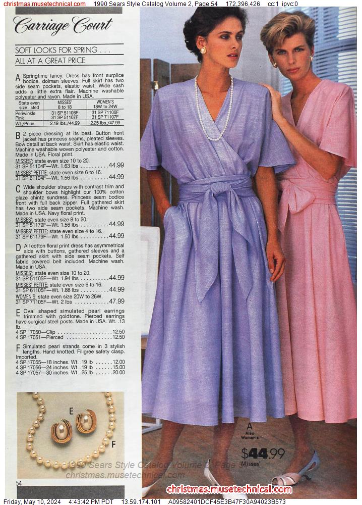 1990 Sears Style Catalog Volume 2, Page 54