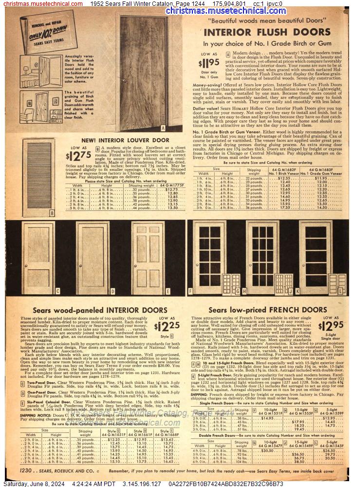 1952 Sears Fall Winter Catalog, Page 1244