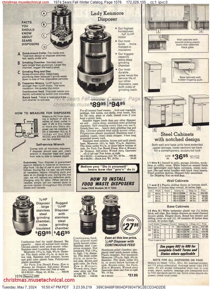 1974 Sears Fall Winter Catalog, Page 1076