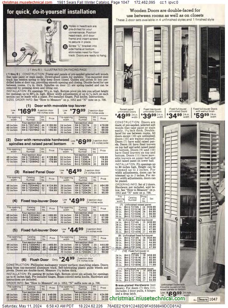 1981 Sears Fall Winter Catalog, Page 1047