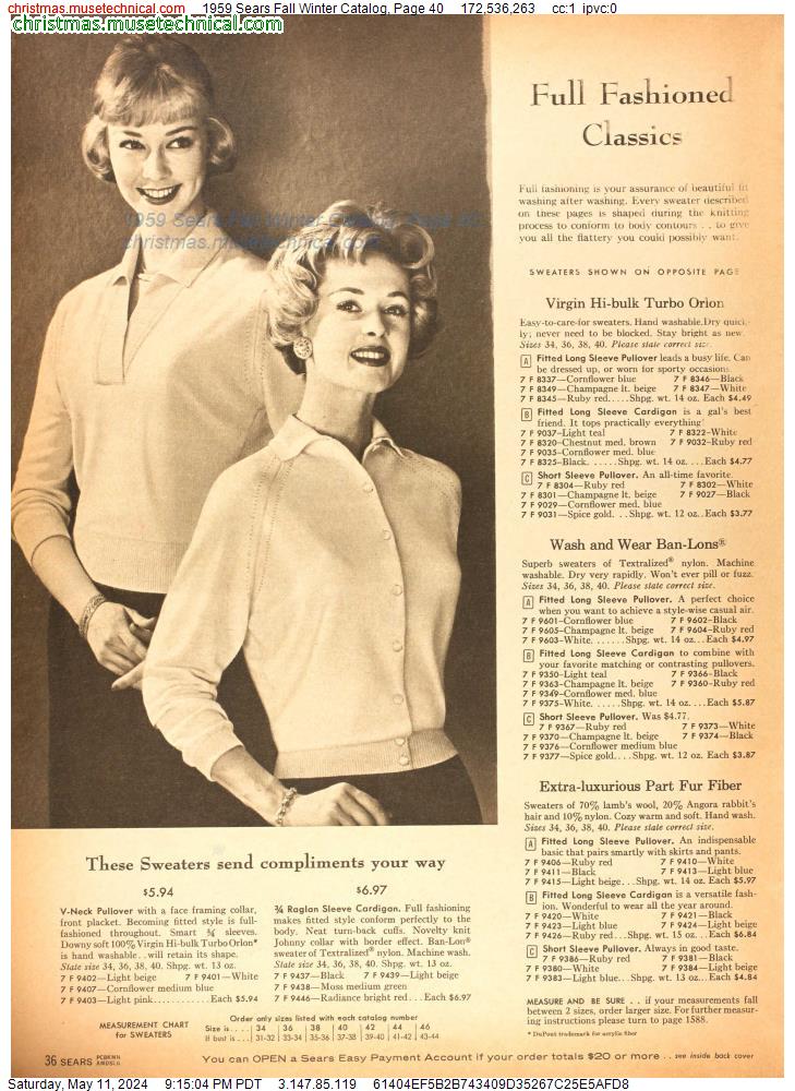 1959 Sears Fall Winter Catalog, Page 40