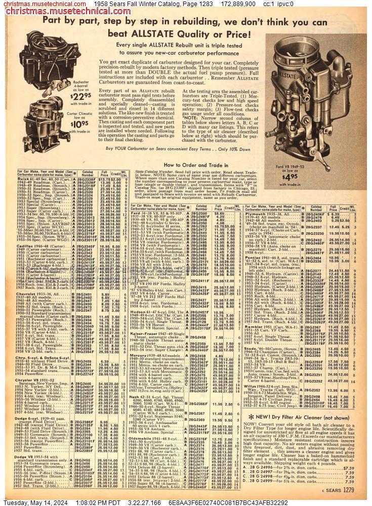 1958 Sears Fall Winter Catalog, Page 1283