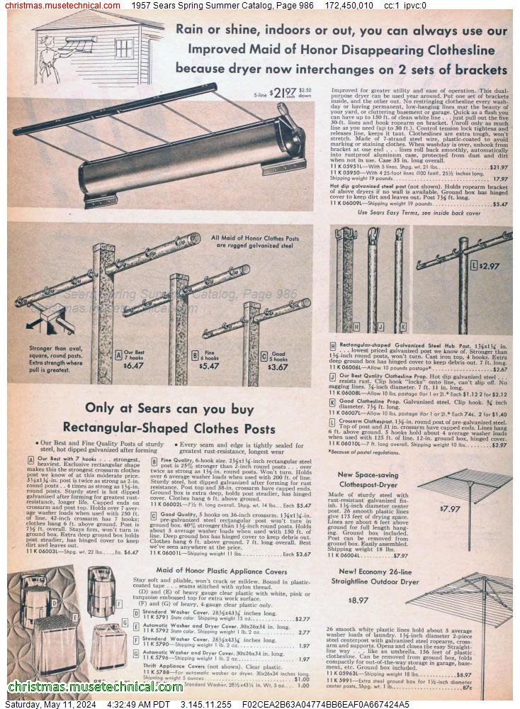 1957 Sears Spring Summer Catalog, Page 986