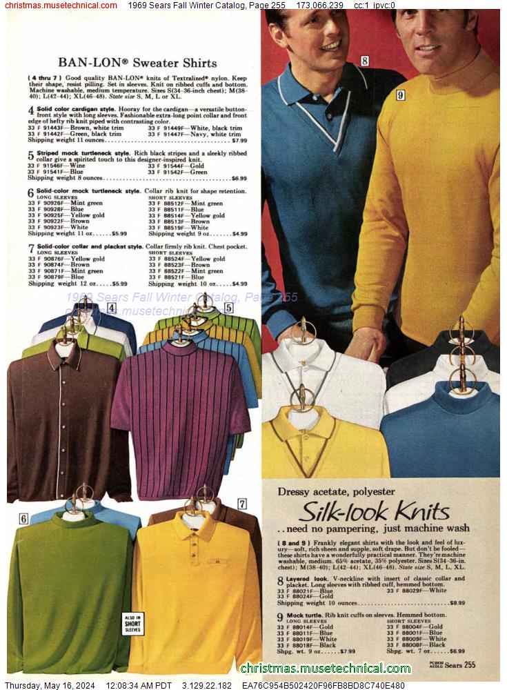 1969 Sears Fall Winter Catalog, Page 255