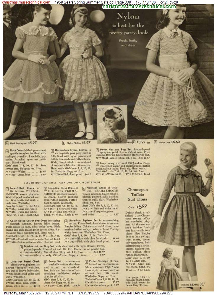 1959 Sears Spring Summer Catalog, Page 339