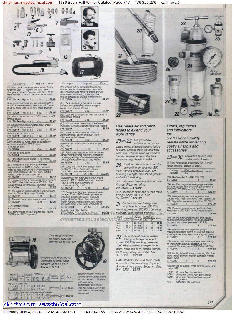 1986 Sears Fall Winter Catalog, Page 747