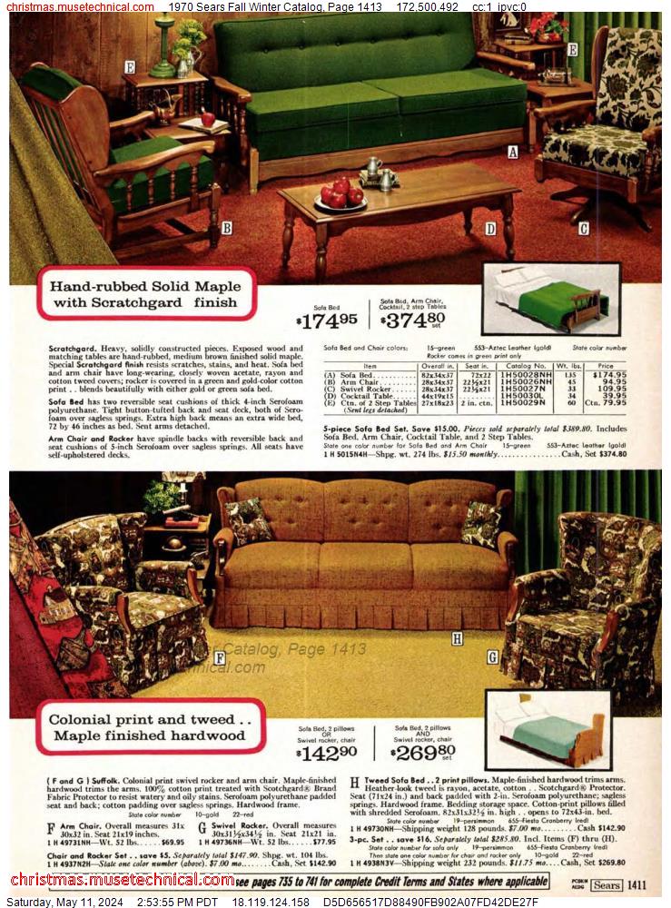 1970 Sears Fall Winter Catalog, Page 1413