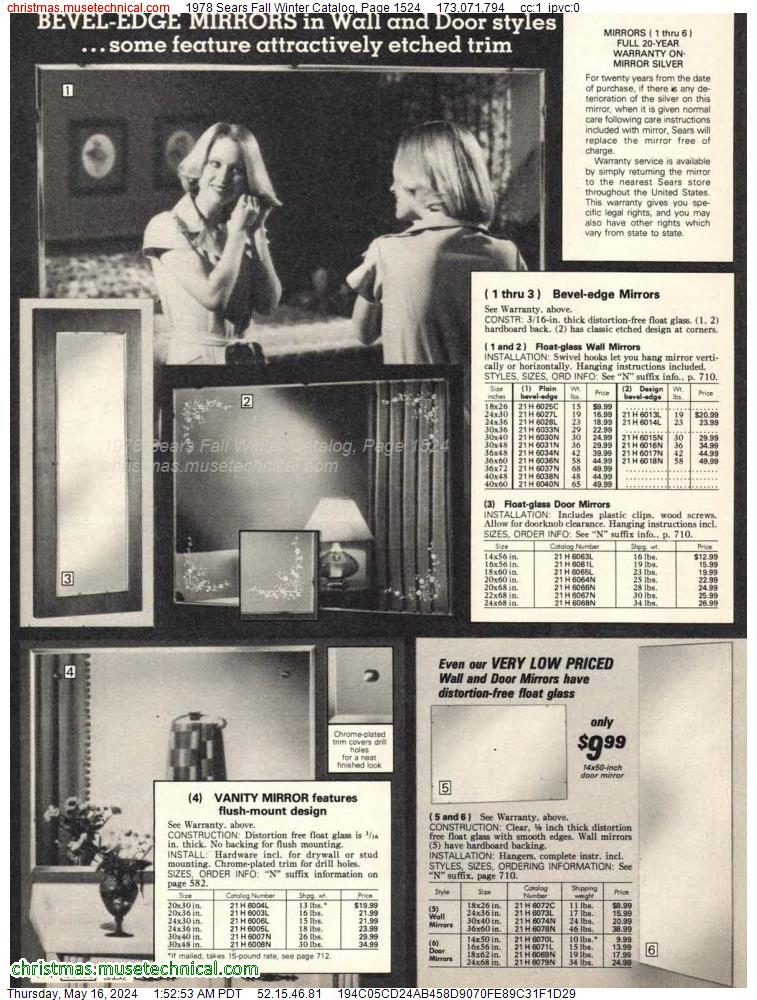 1978 Sears Fall Winter Catalog, Page 1524