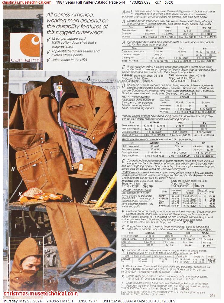 1987 Sears Fall Winter Catalog, Page 544