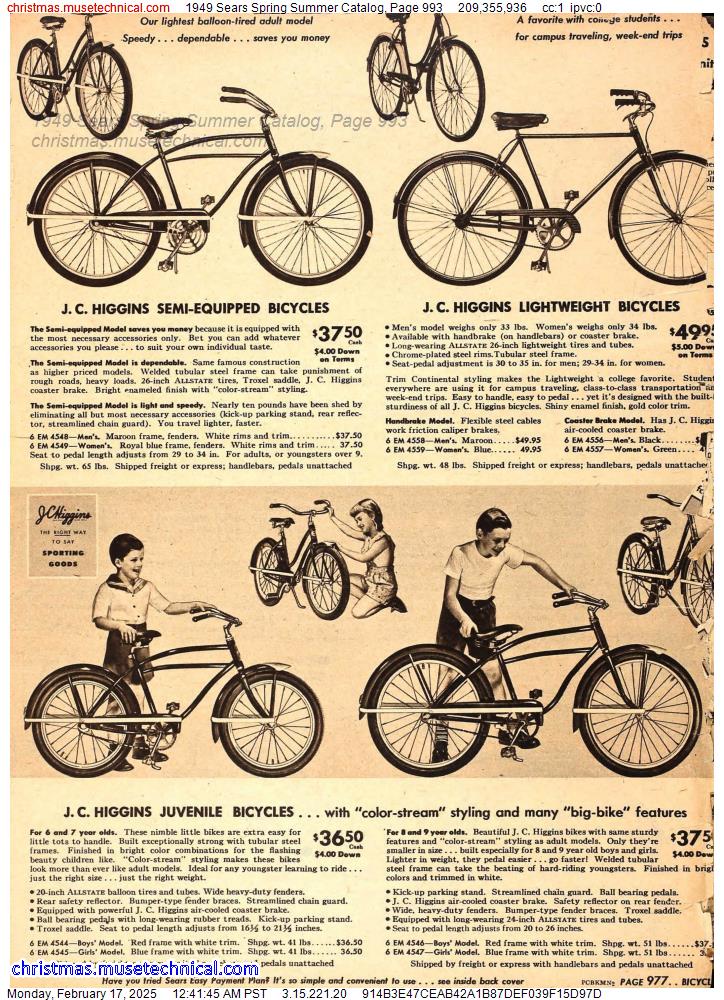 1949 Sears Spring Summer Catalog, Page 993