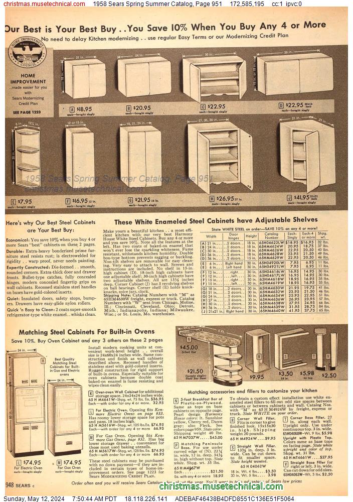 1958 Sears Spring Summer Catalog, Page 951