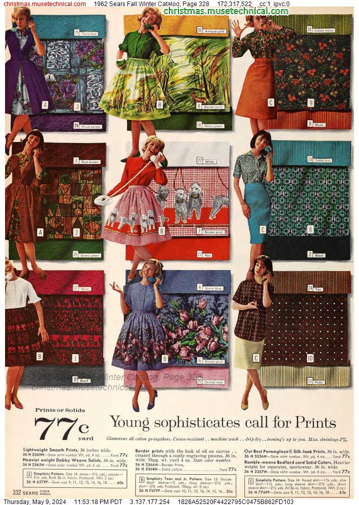 1962 Sears Fall Winter Catalog, Page 328