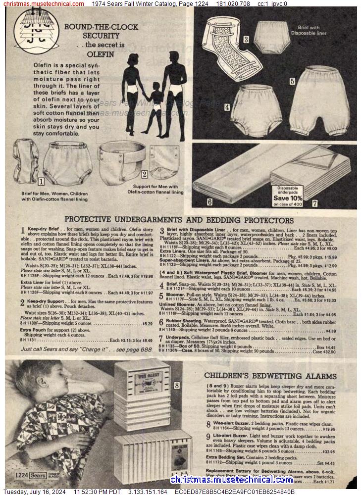1974 Sears Fall Winter Catalog, Page 1224