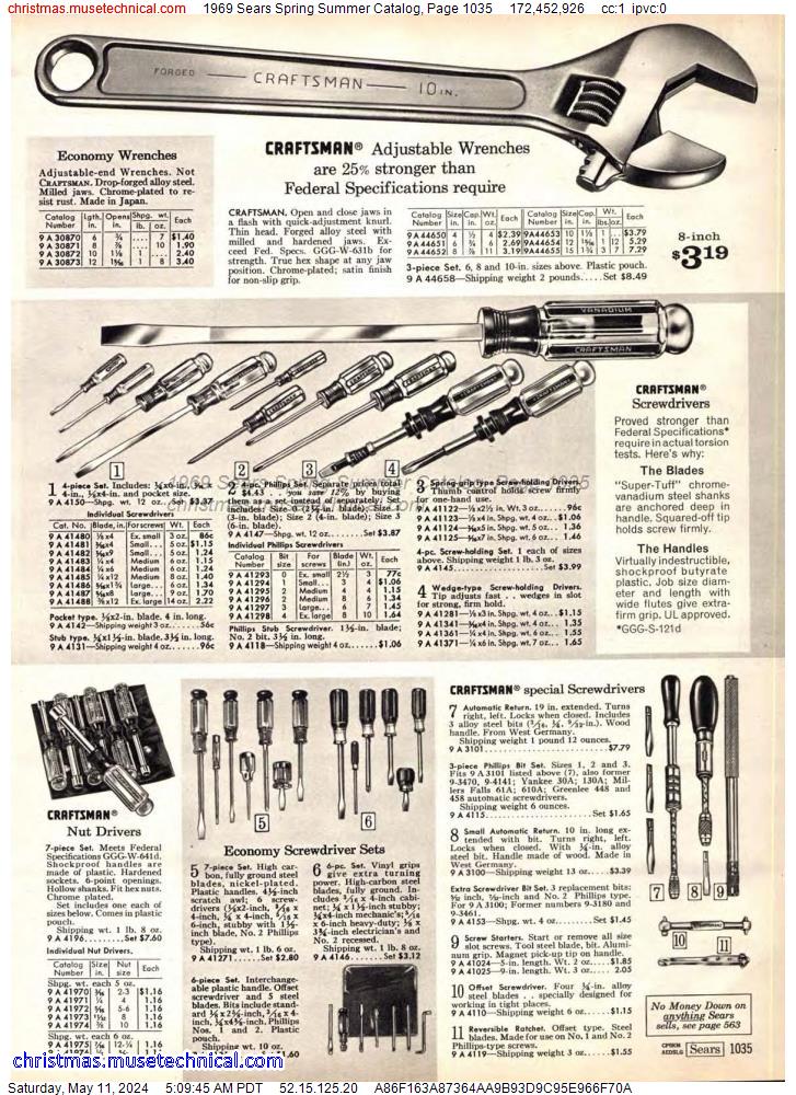 1969 Sears Spring Summer Catalog, Page 1035