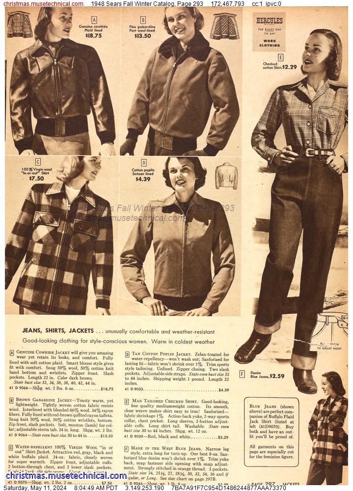1948 Sears Fall Winter Catalog, Page 293