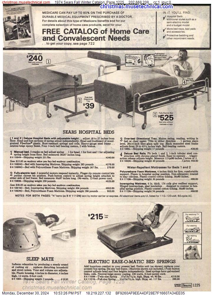 1974 Sears Fall Winter Catalog, Page 1225