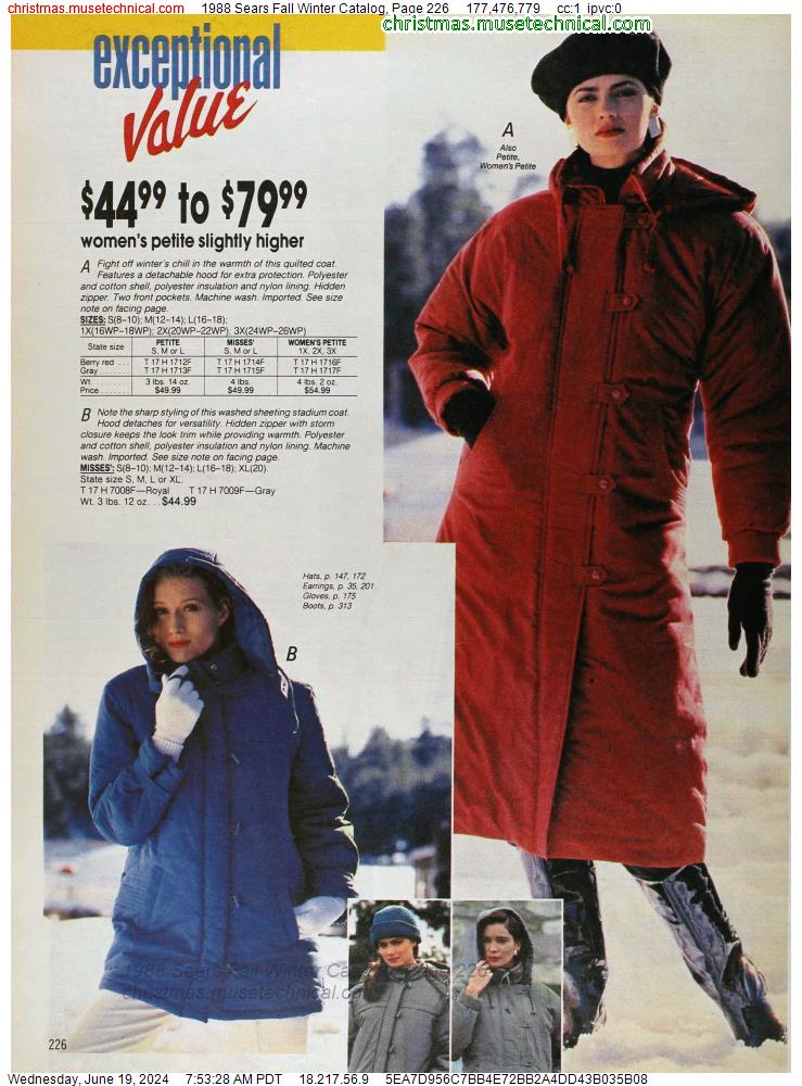 1988 Sears Fall Winter Catalog, Page 226