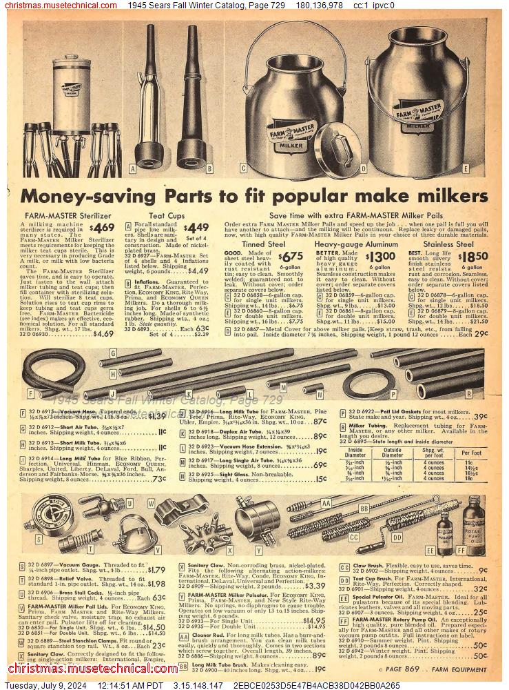 1945 Sears Fall Winter Catalog, Page 729