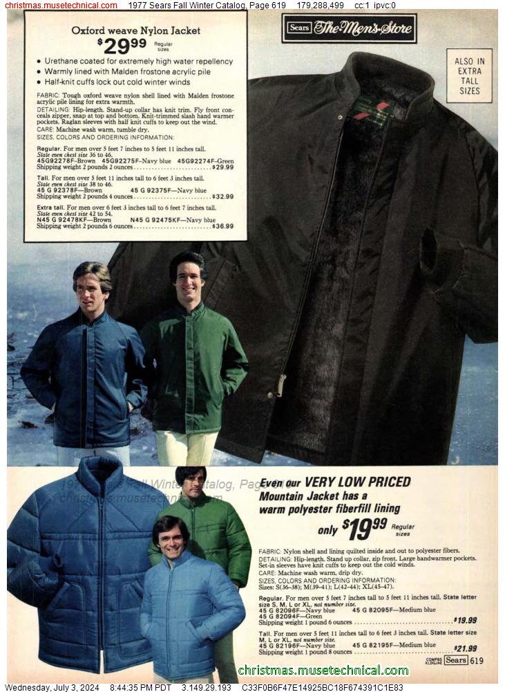 1977 Sears Fall Winter Catalog, Page 619
