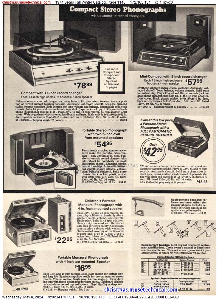 1974 Sears Fall Winter Catalog, Page 1140