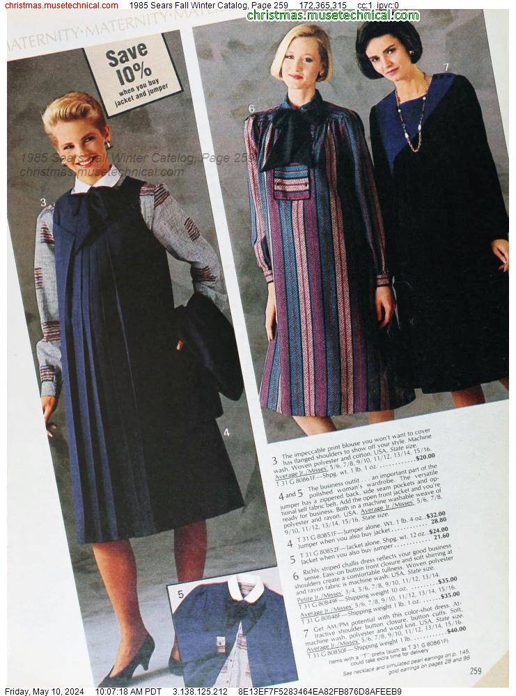 1985 Sears Fall Winter Catalog, Page 259
