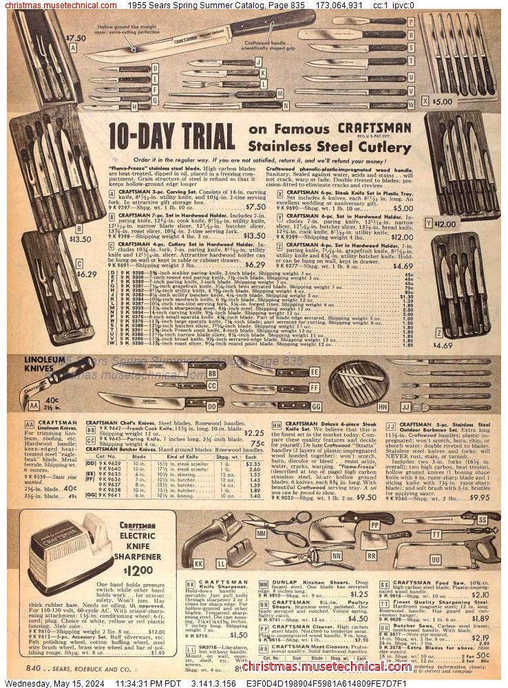 1955 Sears Spring Summer Catalog, Page 835