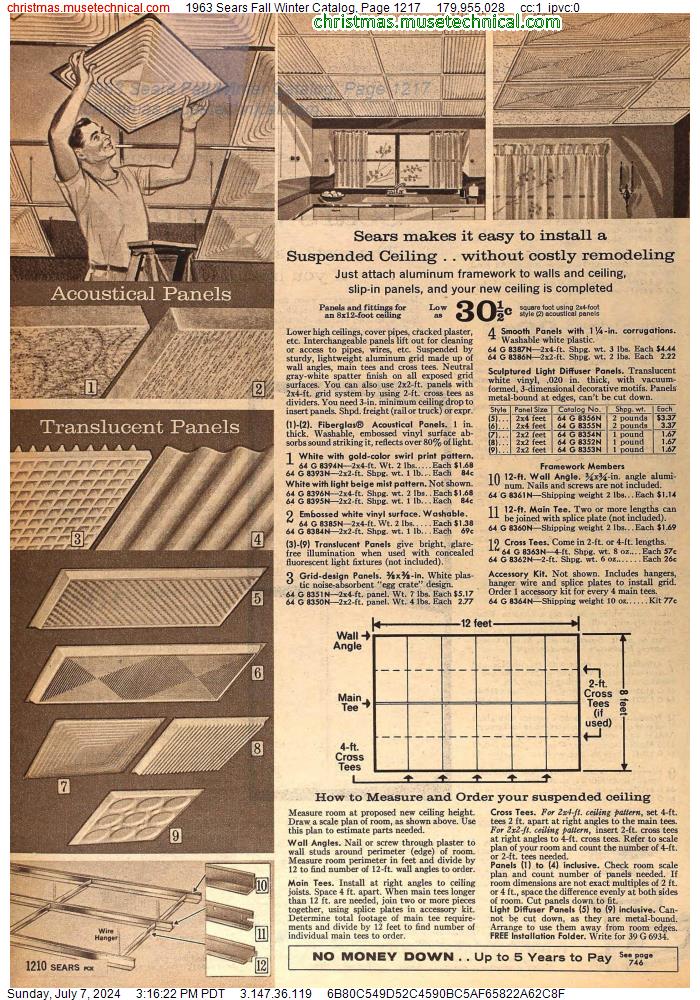 1963 Sears Fall Winter Catalog, Page 1217