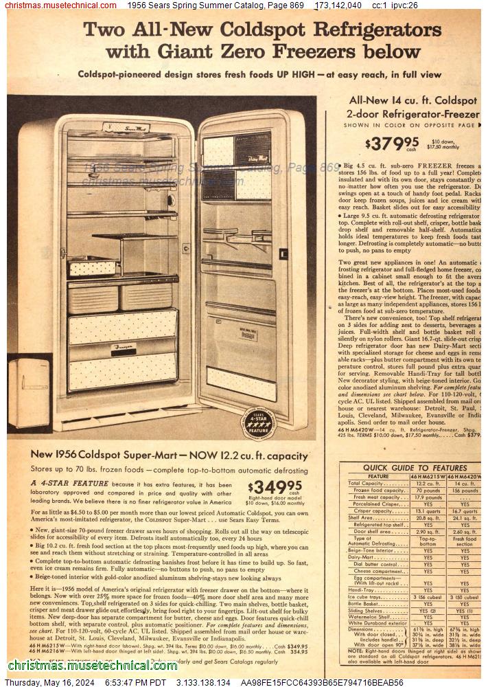1956 Sears Spring Summer Catalog, Page 869