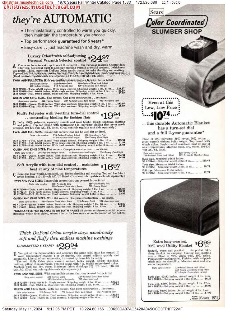 1970 Sears Fall Winter Catalog, Page 1533