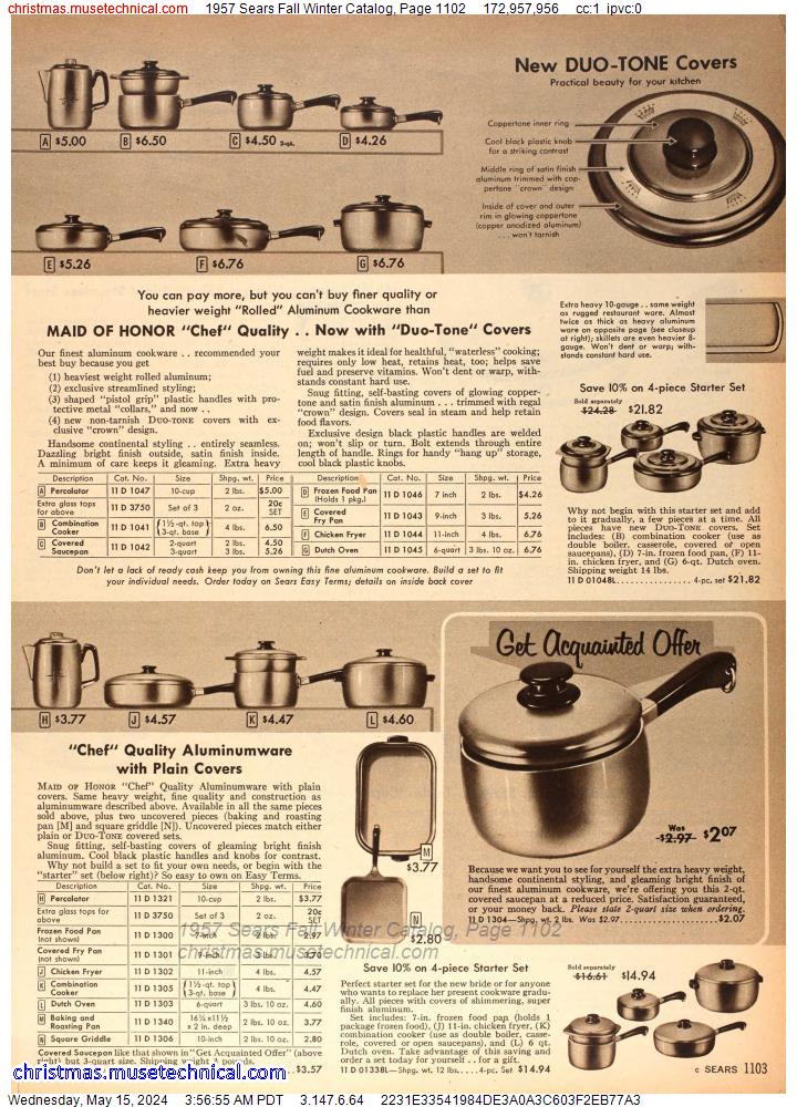 1957 Sears Fall Winter Catalog, Page 1102