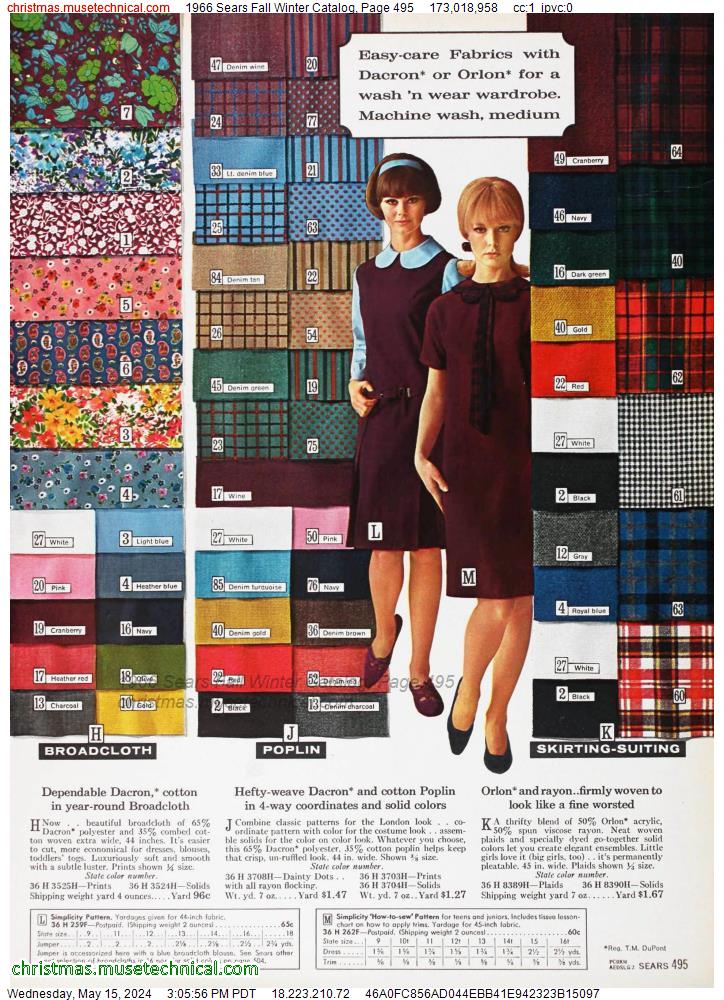 1966 Sears Fall Winter Catalog, Page 495