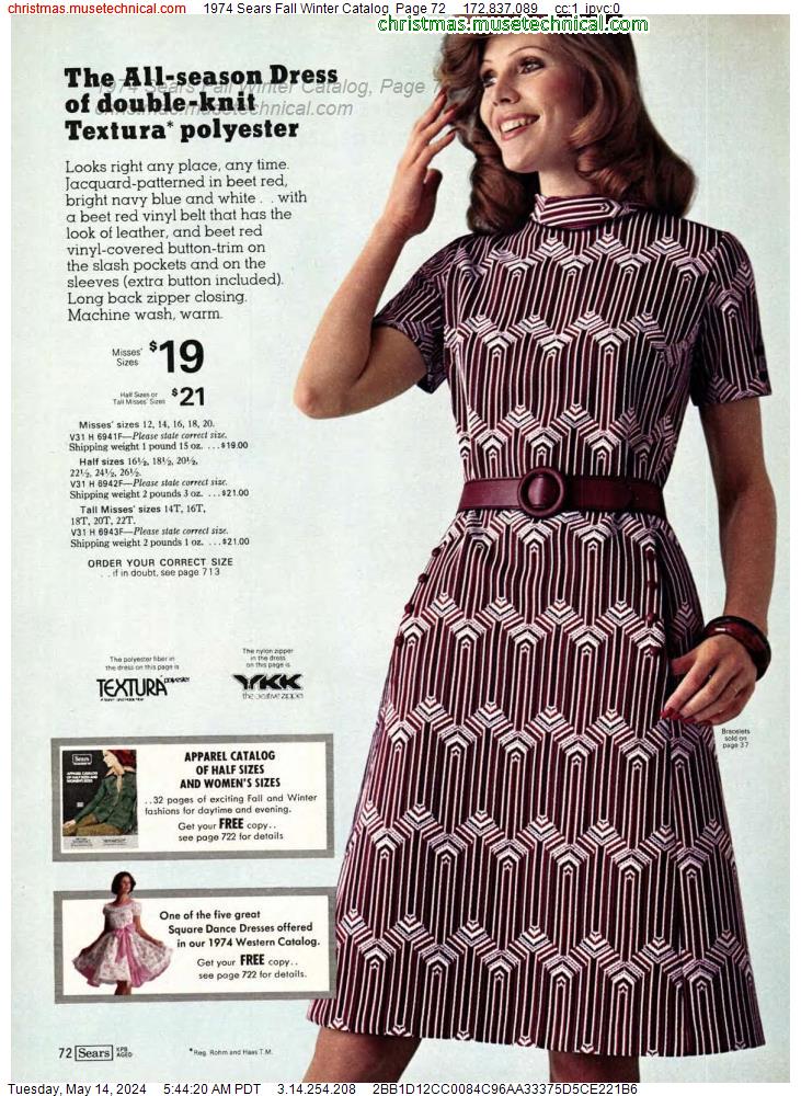 1974 Sears Fall Winter Catalog, Page 72