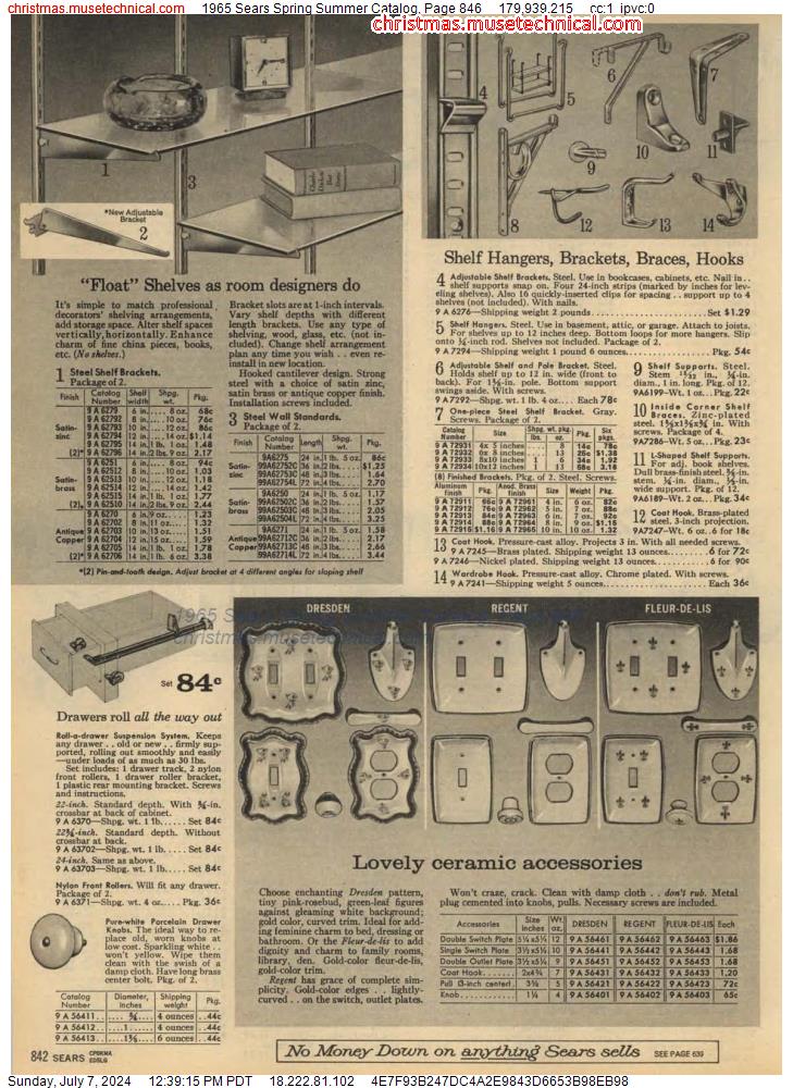 1965 Sears Spring Summer Catalog, Page 846