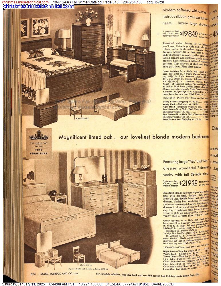 1947 Sears Fall Winter Catalog, Page 840