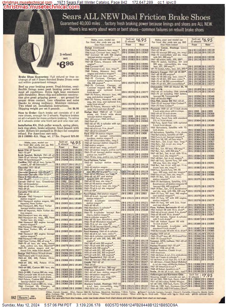 1971 Sears Fall Winter Catalog, Page 842