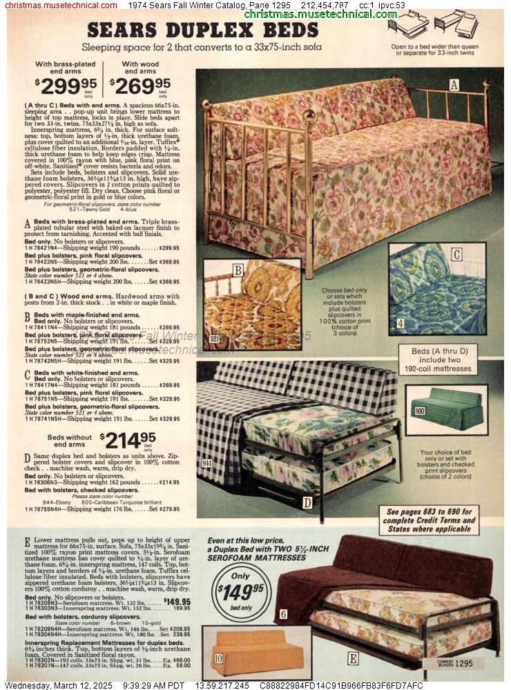 1974 Sears Fall Winter Catalog, Page 1295