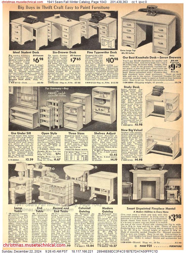 1941 Sears Fall Winter Catalog, Page 1043