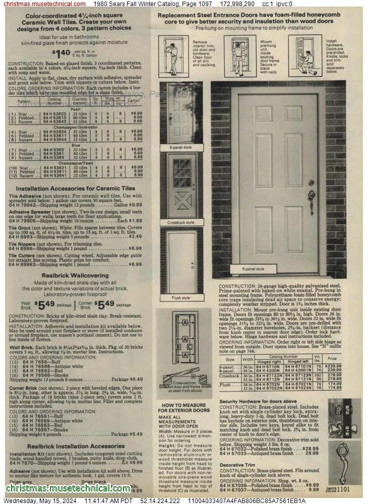 1980 Sears Fall Winter Catalog, Page 1097