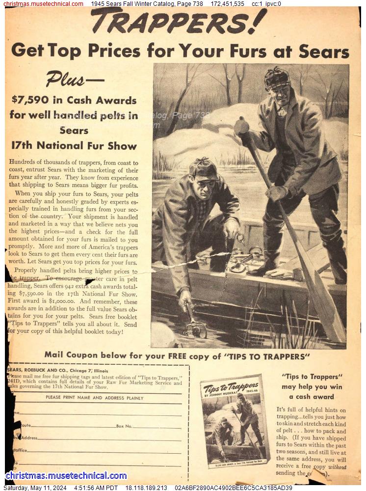 1945 Sears Fall Winter Catalog, Page 738