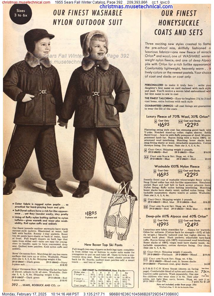 1955 Sears Fall Winter Catalog, Page 392