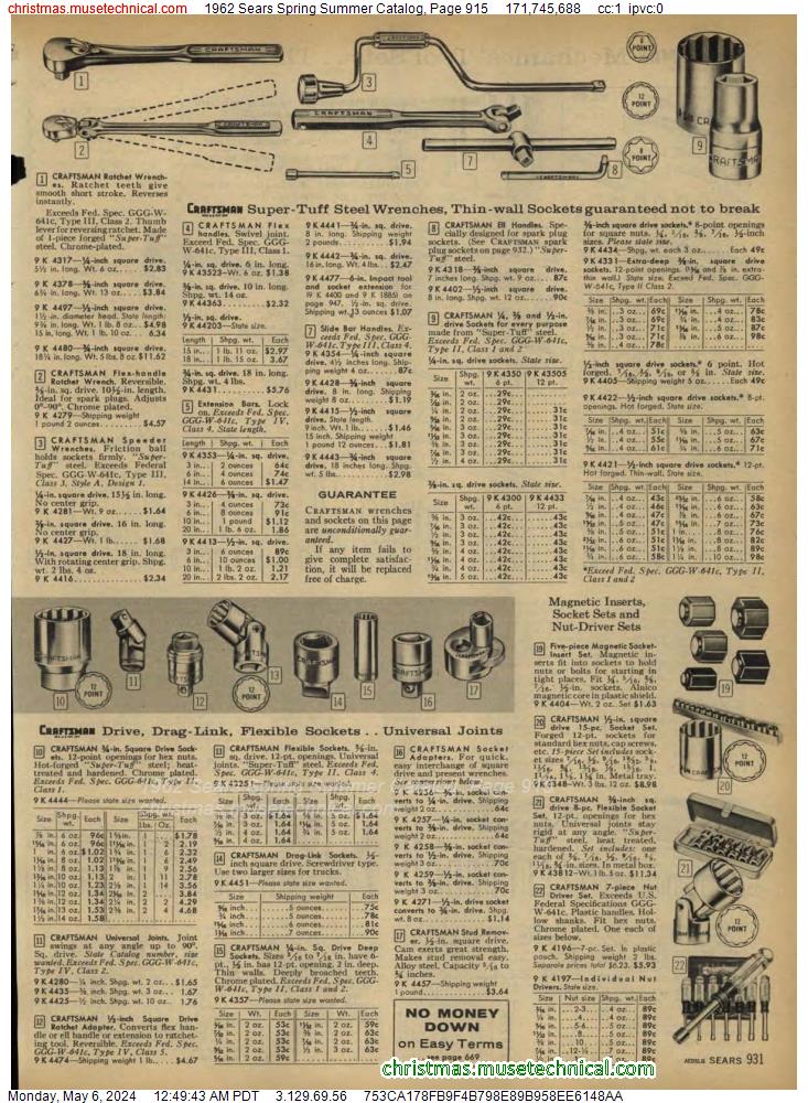1962 Sears Spring Summer Catalog, Page 915