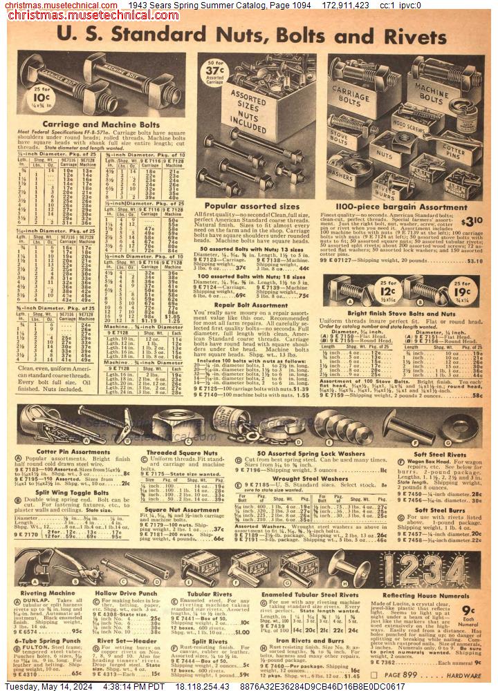 1943 Sears Spring Summer Catalog, Page 1094